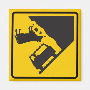 Falling Cow Zone Highway Sign Magnet