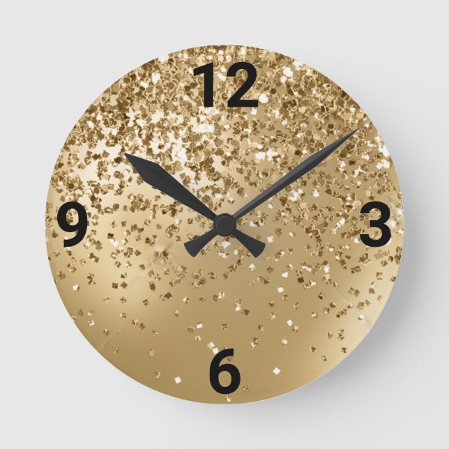 FALLING CRYSTAL GOLD MODERN WALL CLOCK (Front)