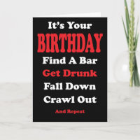 Falling Down Drunk Birthday Card