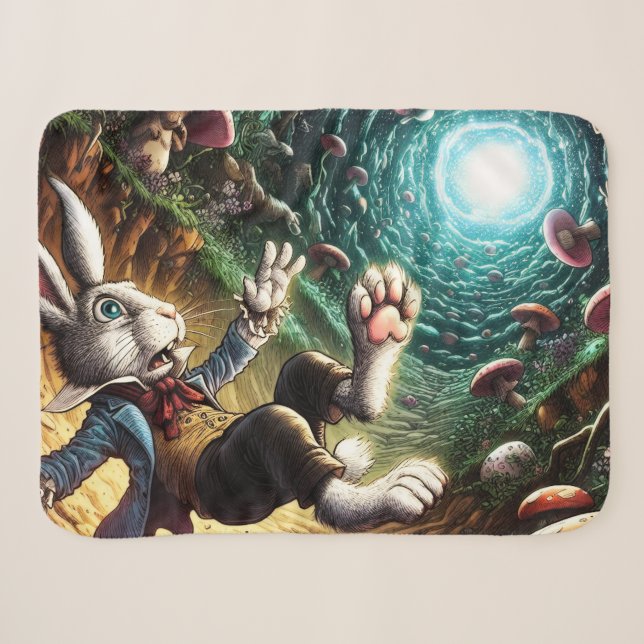Falling Down the Rabbit Hole Sherpa Blanket (Front (Horizontal))