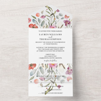 Falling Flowers Wedding Invitation