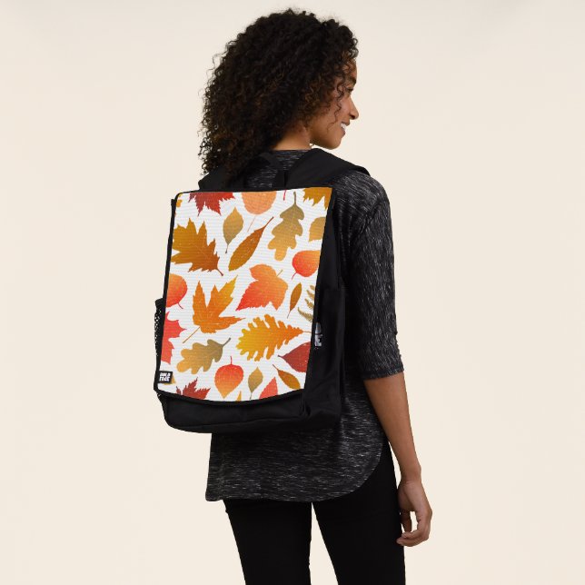 Falling for Autumn – Cozy Leaf Pattern Backpack (Worn)