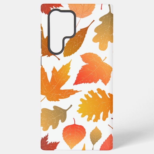 Falling for Autumn – Cozy Leaf Pattern Samsung Galaxy S22 Ultra Case (Back)