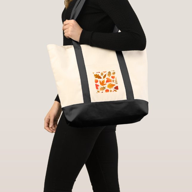 Falling for Autumn – Cozy Leaf Pattern Tote Bag (Front (Product))