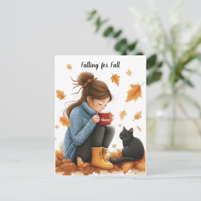 Falling for Fall: A Personalized Autumn Greeting Postcard (Standing Front)