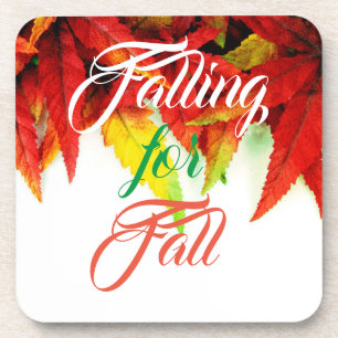 Falling for fall japanese maple leaf red elegant coaster