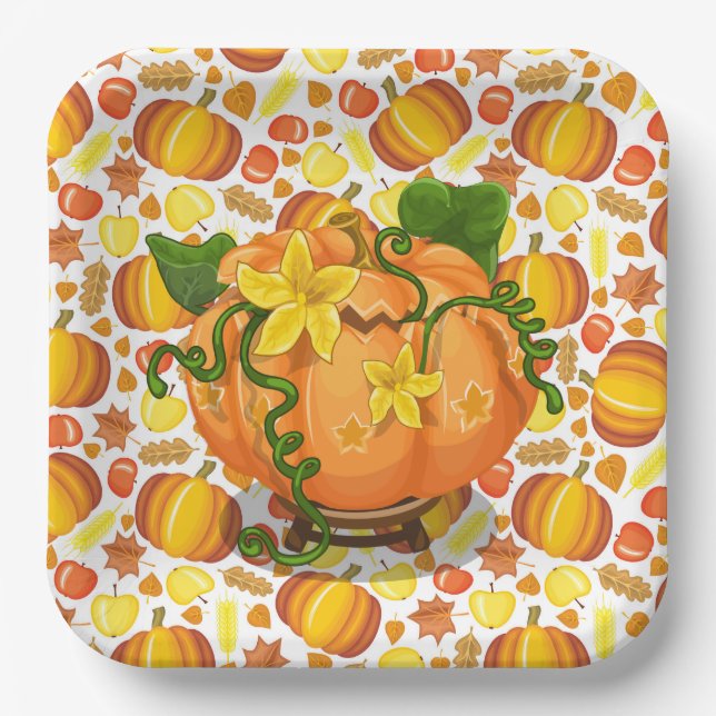 Falling For Fall Paper Plates (Front)