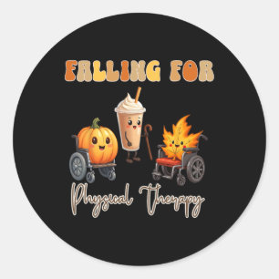 Falling For Physical Therapy Thanksgiving Pumpkin  Classic Round Sticker