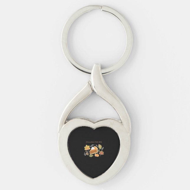 Falling for Pie – Cozy Autumn Pumpkin Pie Design C Keychain (Front)