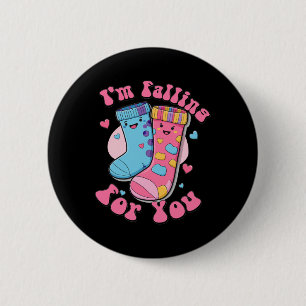 Falling For You Nurse Valentine Cna Fall Risk Non- 2 Inch Round Button