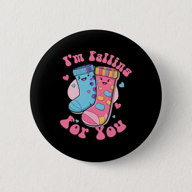 Falling For You Nurse Valentine Cna Fall Risk Non- 2 Inch Round Button (Front)