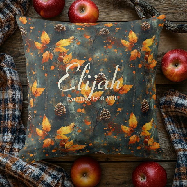 Falling for You Pinecones & Leaves | Autumn Cozy  Throw Pillow (Creator Uploaded)