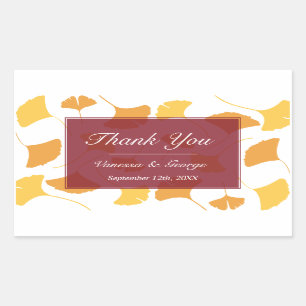 Falling ginkgo leaves maroon wedding gift bag tag