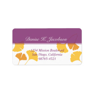 Falling ginkgo leaves yellow purple return address label