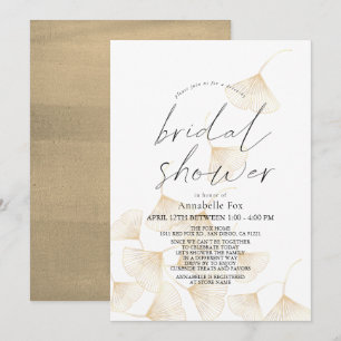 Falling Gold Ginkgo Leaves Drive-by Bridal Shower Invitation