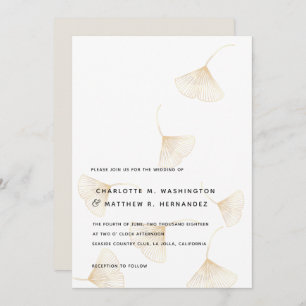 Falling Gold Ginkgo Leaves Fall Wedding Invitation