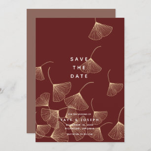 Falling Gold Ginkgo Leaves Save the Date Card