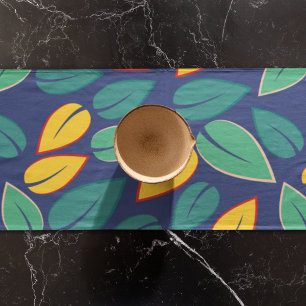Falling Green and Yellow Leaves Pattern Short Table Runner