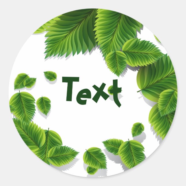 Falling Green Leaves Classic Round Sticker (Front)