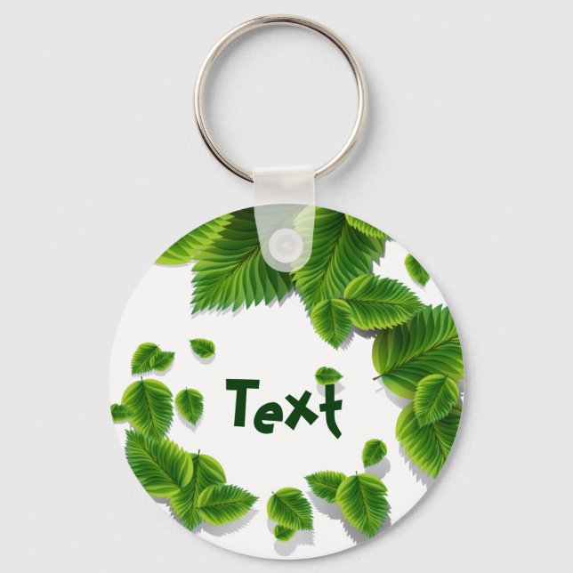 Falling Green Leaves Keychain (Front)