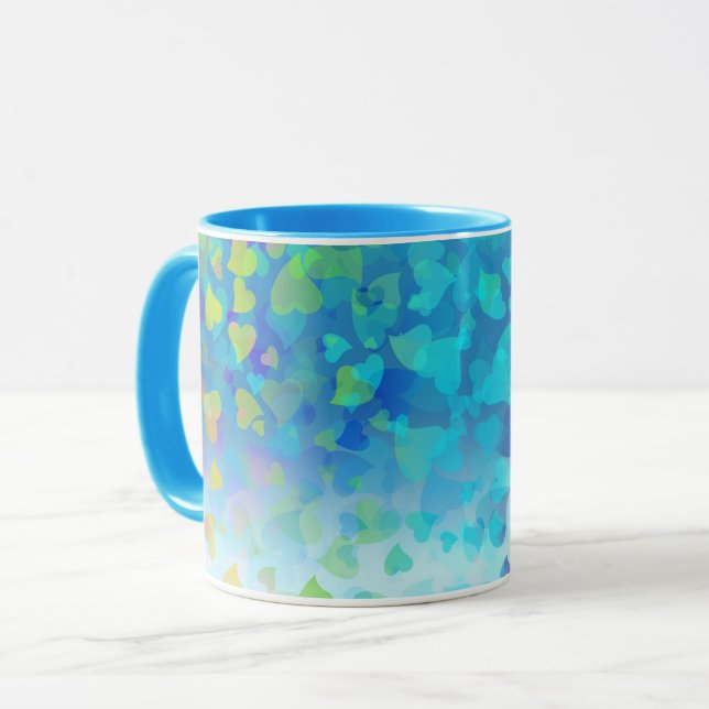 Falling Hearts Baby Blue Mug (Front Left)