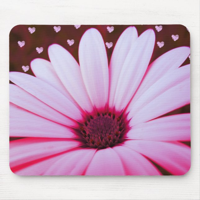 Falling Hearts Flower Mousepad (Front)
