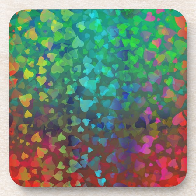 Falling Hearts Red and Green Coaster (Front)