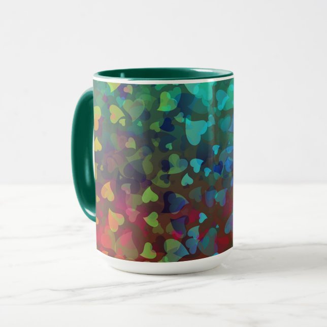 Falling Hearts Red and Green Mug (Front Left)