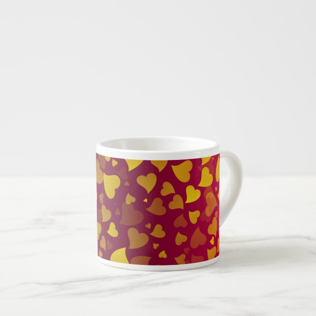 Falling Hearts Red Gold Espresso Cup (Front Right)