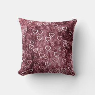 Falling Hearts - Red Throw Pillow