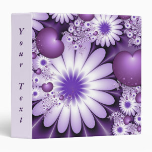 Falling in Love Abstract Art Flowers & Hearts Text Binder