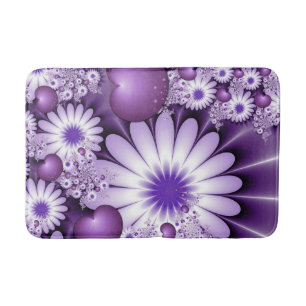 Falling in Love Abstract Flowers & Hearts Fractal Bath Mat