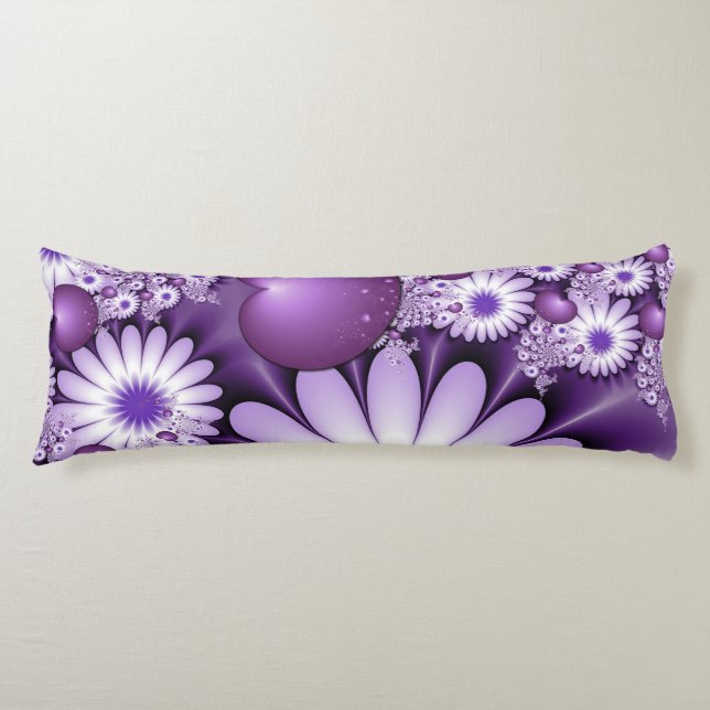 Falling in Love Abstract Flowers & Hearts Fractal Body Pillow (Front)