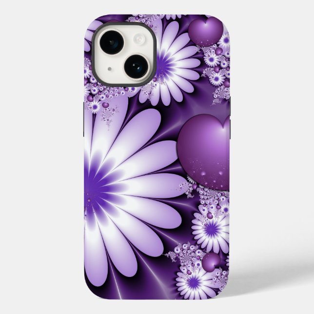 Falling in Love Abstract Flowers & Hearts Fractal Case-Mate iPhone Case (Back)