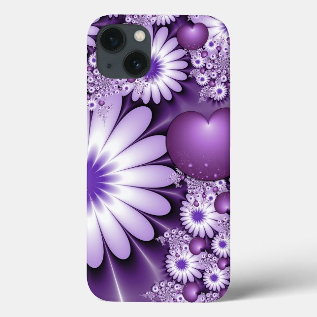 Falling in Love Abstract Flowers & Hearts Fractal Case-Mate iPhone Case (Back)