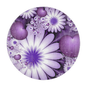 Falling in Love Abstract Flowers & Hearts Fractal Cutting Board