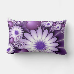 Falling in Love Abstract Flowers & Hearts Fractal Lumbar Pillow