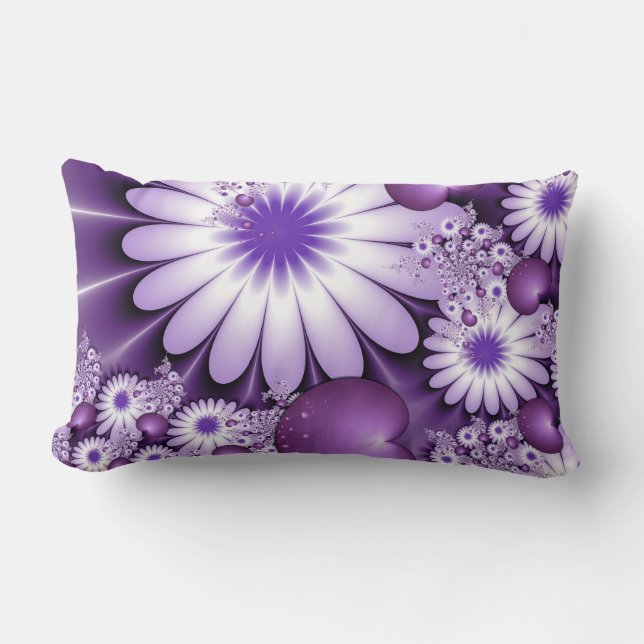 Falling in Love Abstract Flowers & Hearts Fractal Lumbar Pillow (Front)
