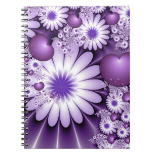 Falling in Love Abstract Flowers & Hearts Fractal Notebook