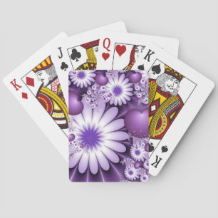 Falling in Love Abstract Flowers & Hearts Fractal Playing Cards