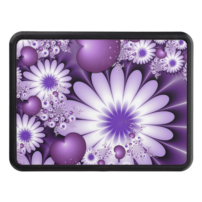 Falling in Love Abstract Flowers & Hearts Fractal Trailer Hitch Cover (Front)