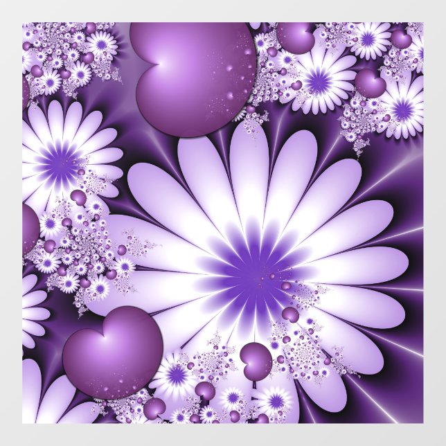 Falling in Love Abstract Flowers & Hearts Fractal Window Cling (Sheet)