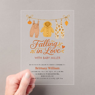Falling in Love Autumn Baby Clothes Baby Shower Acrylic Invitations