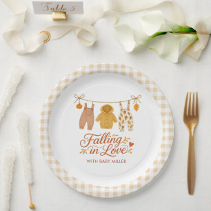 Falling in Love Autumn Baby Clothes Baby Shower Paper Plate