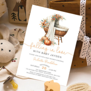 Falling In Love Autumn Floral Baby Shower Invitation