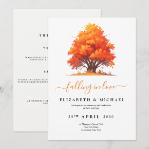 Falling in Love Autumn Wedding Minimalist Invitation
