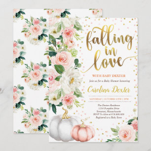 Falling In Love Baby Shower Invitation Pink Gold