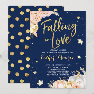 Falling In Love Baby Shower Invitation Pink Gold