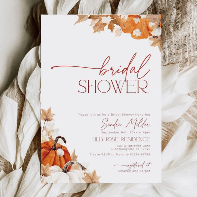 Falling in Love Bridal Shower Autumn Pumpkin Invitation (Creator Uploaded)