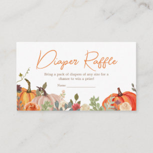 Falling In Love Floral Pumpkin Diaper Raffle Enclosure Card